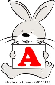 Rabbit Holding Card Letter Stock Vector (Royalty Free) 229110127 ...