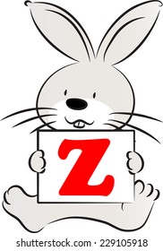 rabbit holding a card with letter z