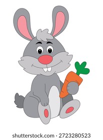 Conejo que sostiene la zanahoria sonriendo Ilustración vectorial
