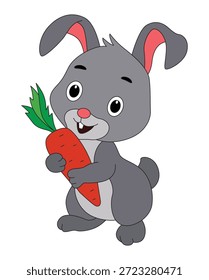 A rabbit holding carrot vector illustration