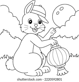 Rabbit Holding Chinese Lantern Coloring Page