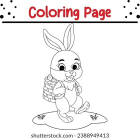 Rabbit holding an Easter basket coloring page 