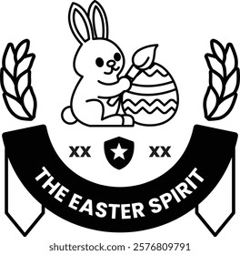 A rabbit holding an Easter egg
