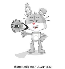 the rabbit holding hand loudspeakers vector. cartoon character