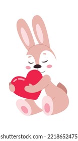 Rabbit holding heart character illustration