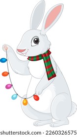A rabbit holding light bulb illustration