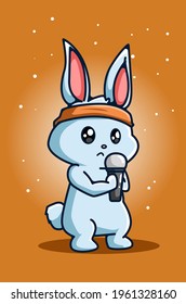 A rabbit holding a microphone hand drawing