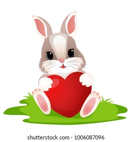 rabbit holding red hat.Vector illustration.