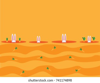 Rabbit in hole with carrot pattern. - Illustration,vector,Rabbit - Animal, Animal, Easter, Sign,Painted Image, animal body part,ear rabbit, Abstract, Art, Art And Craft,carrot