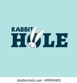 Rabbit hole logo template design with white rabbit. Vector illustration.