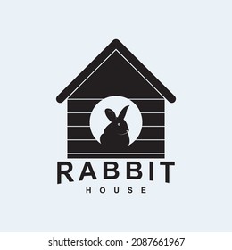 Rabbit home vector logo in black color