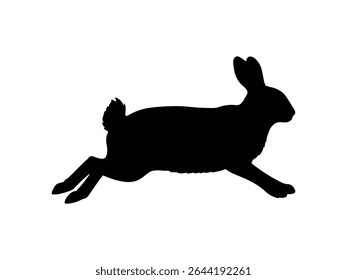 Rabbit hopping silhouette vector flat illustration design.