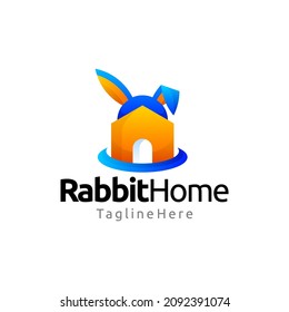 rabbit house gradient logo design
