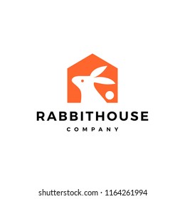 rabbit house home logo vector icon illustration