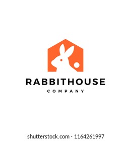 rabbit house home logo vector icon illustration