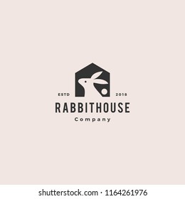 rabbit house home logo vintage retro hipster vector icon illustration