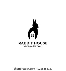 rabbit and house logo concept vector icon template