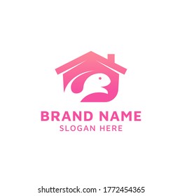 rabbit house logo design template