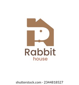 Rabbit house logo icon vector illustration design, rabbit and home creative logo design