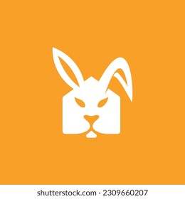 Rabbit House Minimal Animal Creative Logo Design Vector