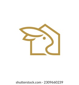 Vector de diseño de logotipo creativo para animales en casa de conejo