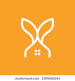 Rabbit House Minimal Animal Creative Logo Design Vector