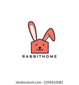 rabbit house pet happy logo vector icon symbol illustration  design