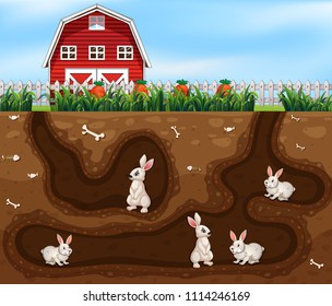 Rabbit House Underground the Farm ilustración