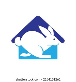 Diseño del logo del vector de la casa de conejo. Elemento creativo de concepto vectorial de logotipo de conejo y casa.