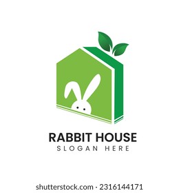 Rabbit house vector logo design illustration.