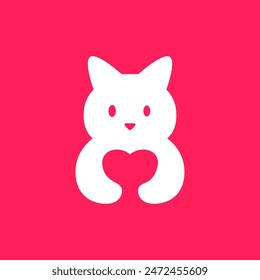 rabbit hug love pet cartoon mascot logo design vector