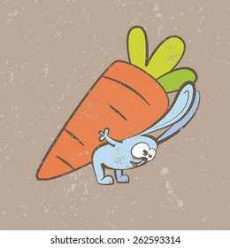 A rabbit with a huge carrot