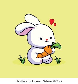 a rabbit hugging a carrot