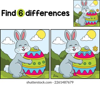 Rabbit Hugging Easter Egg Find The Differences