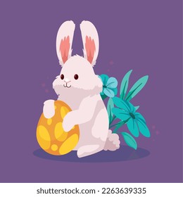 rabbit hugging spring egg icon