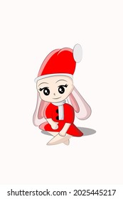 Rabbit human Christmas costume hand drawing 