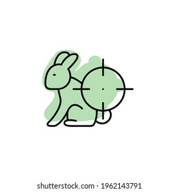 Rabbit, hunter with color shadow vector icon in adventure set