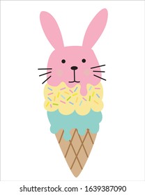 Rabbit of ice cream Patterns, rabbit ice cream colorful Backgrounds, Ice cream Wallpaper Love Cards Vector Stock Vector Illustration.