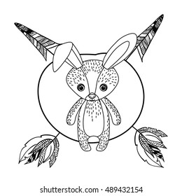 Rabbit icon. Animal cartoon and nature theme. Isolated and drawn design. Vector illustration
