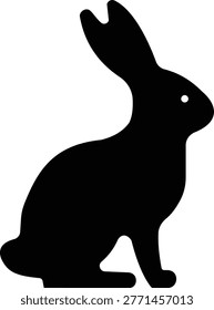 Rabbit icon bunny hare silhouette outline animal vector pack, cute mammal wildlife symbol, flat and line style black icons isolated on transparent background