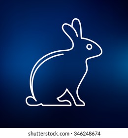 Rabbit icon. Bunny sign. Hare symbol. Thin line icon on blue background. Vector illustration.