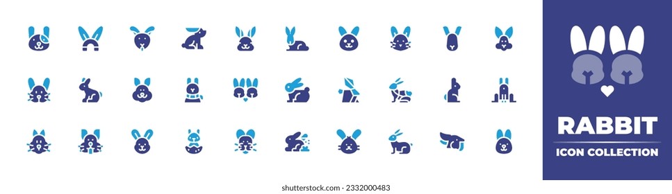 Rabbit icon collection. Duotone color. Vector illustration. Containing rabbit, animals, rabbits, easter bunny.