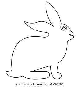 Rabbit icon continuous one line drawing  outline vector illustration