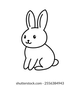 Rabbit icon. Cute cartoon bunny sitting. Vector illustration.