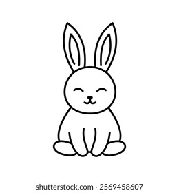 Rabbit icon. Cute cartoon bunny sitting. Vector illustration.