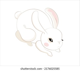 icono de conejo lindo diseño de dibujos animados a mano vector