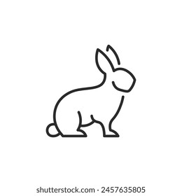 Rabbit icon. Depicts a stylized rabbit, commonly associated with both wild and domestic contexts. This icon is ideal for use in materials related to wildlife, pet care. Vector illustration