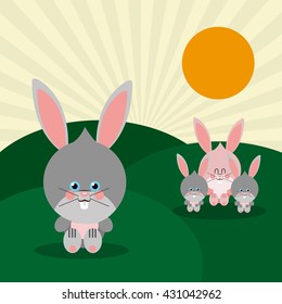 rabbit icon design  , vector graphic , animal illustration