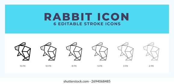 Rabbit icon with different stroke. Vector illustration.