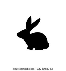 Rabbit icon, easter bunny animal symbol. Linear style sign for mobile concept and web design. Rabbit symbol logo illustration. vector graphics - Vector. Black side silhouette of a rabbit.